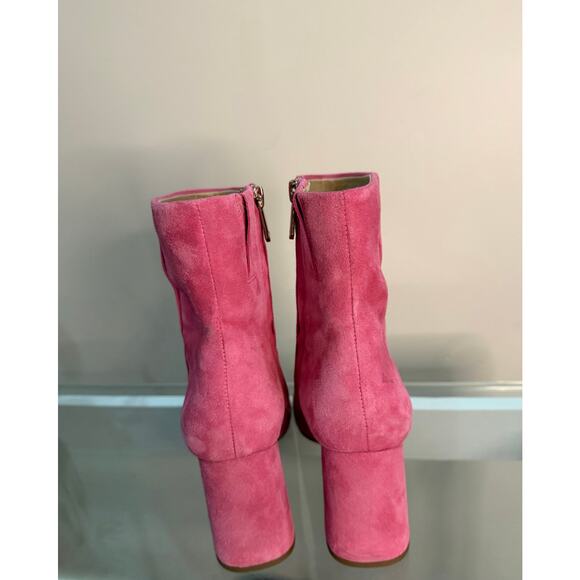 Pink Suede Sam Edelman Ankle Boots Size 7.5 | 3.5” Chunky Heel - Picture 7 of 7